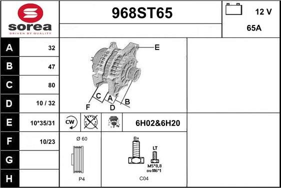 STARTCAR 968ST65 - Ģenerators autospares.lv