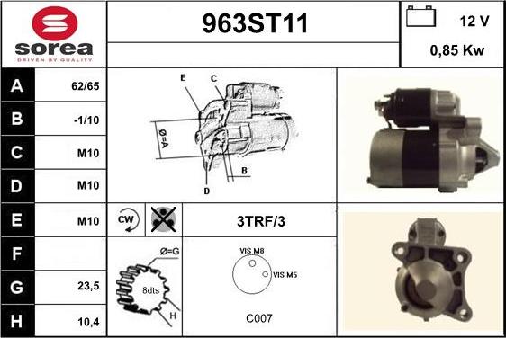 STARTCAR 963ST11 - Starteris www.autospares.lv