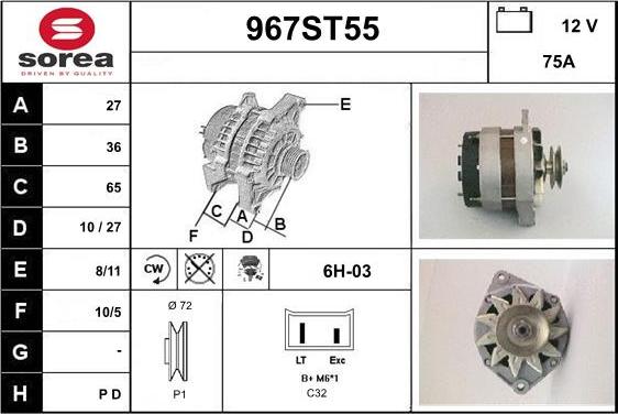 STARTCAR 967ST55 - Alternator www.autospares.lv