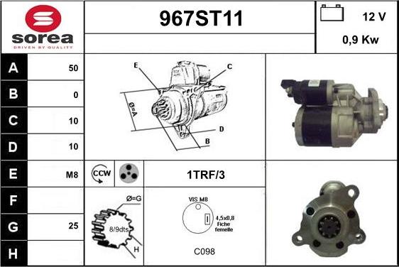 STARTCAR 967ST11 - Starteris www.autospares.lv