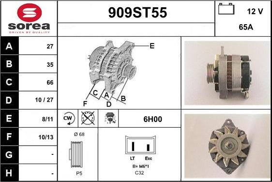 STARTCAR 909ST55 - Генератор www.autospares.lv