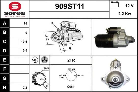 STARTCAR 909ST11 - Starter www.autospares.lv