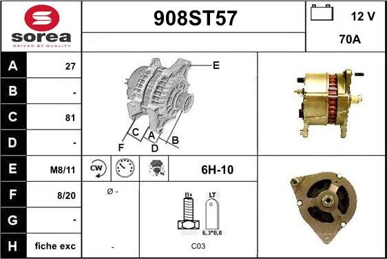 STARTCAR 908ST57 - Генератор www.autospares.lv