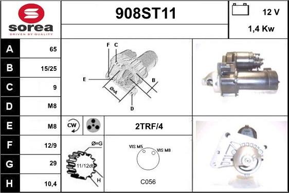 STARTCAR 908ST11 - Стартер www.autospares.lv