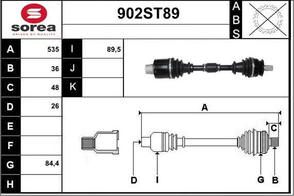 STARTCAR 902ST89 - Piedziņas vārpsta www.autospares.lv