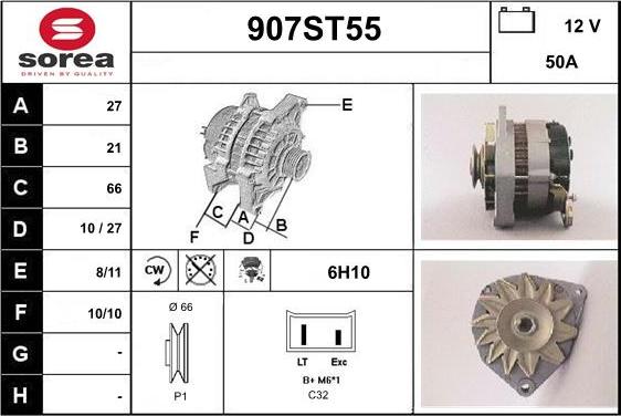 STARTCAR 907ST55 - Alternator www.autospares.lv