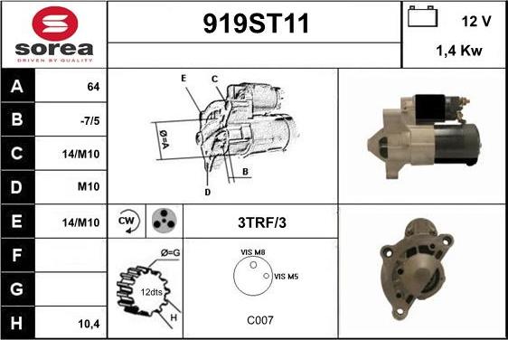 STARTCAR 919ST11 - Starteris www.autospares.lv