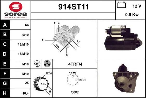 STARTCAR 914ST11 - Starteris www.autospares.lv