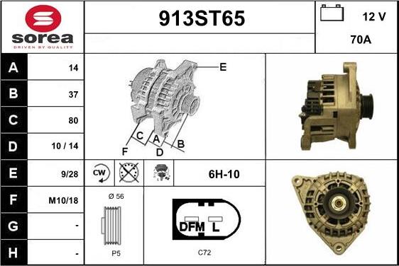 STARTCAR 913ST65 - Генератор www.autospares.lv