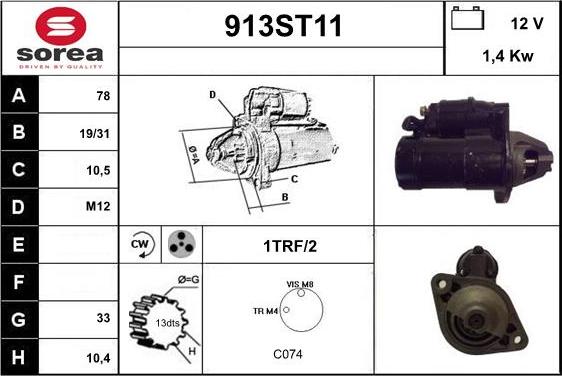 STARTCAR 913ST11 - Starteris www.autospares.lv