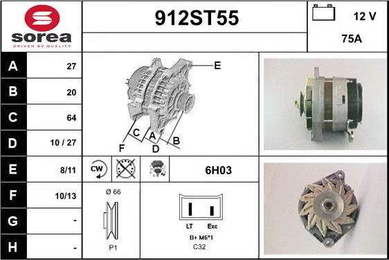 STARTCAR 912ST55 - Alternator www.autospares.lv