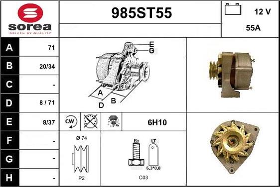 STARTCAR 985ST55 - Alternator www.autospares.lv