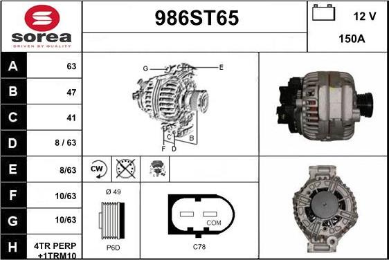 STARTCAR 986ST65 - Генератор www.autospares.lv