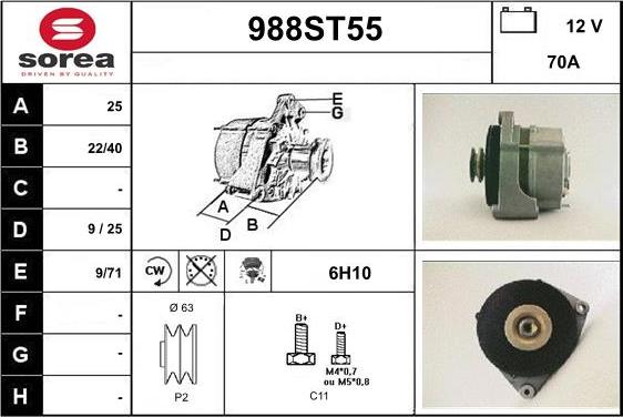 STARTCAR 988ST55 - Alternator www.autospares.lv