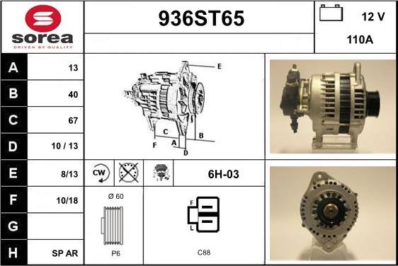 STARTCAR 936ST65 - Ģenerators www.autospares.lv