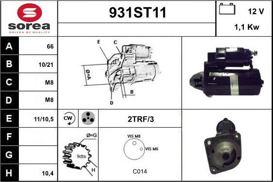 STARTCAR 931ST11 - Starteris autospares.lv