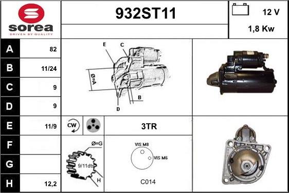 STARTCAR 932ST11 - Стартер www.autospares.lv