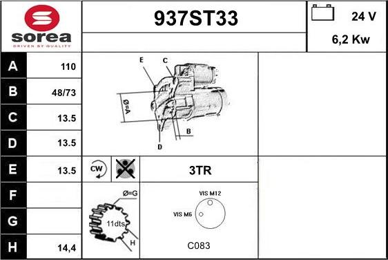 STARTCAR 937ST33 - Starteris www.autospares.lv