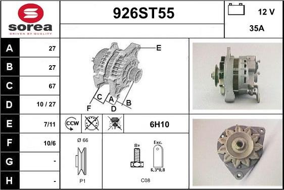 STARTCAR 926ST55 - Ģenerators autospares.lv