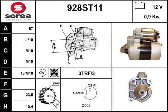 STARTCAR 928ST11 - Starteris autospares.lv