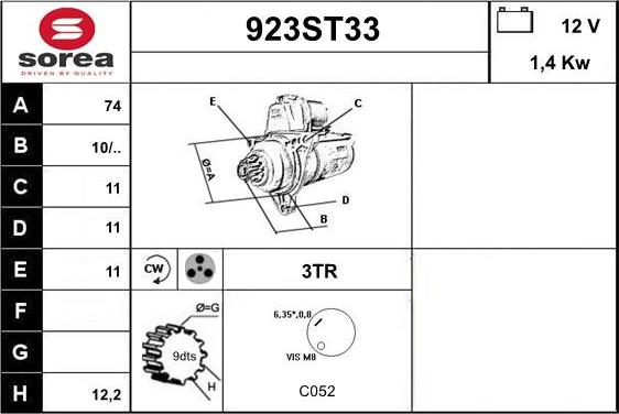 STARTCAR 923ST33 - Starter www.autospares.lv