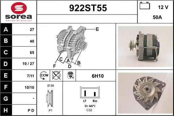 STARTCAR 922ST55 - Генератор www.autospares.lv