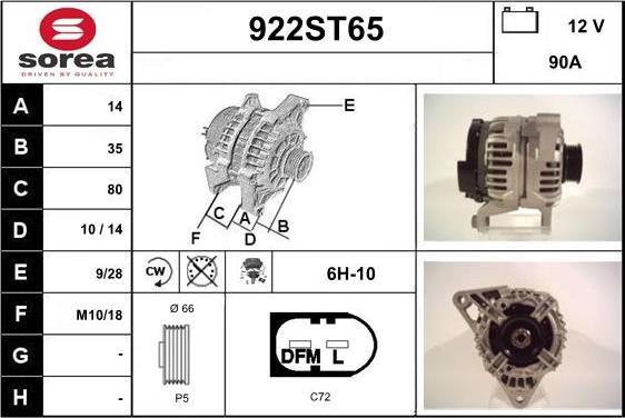 STARTCAR 922ST65 - Ģenerators autospares.lv