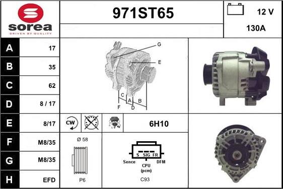 STARTCAR 971ST65 - Alternator www.autospares.lv