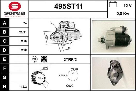 STARTCAR 495ST11 - Starteris www.autospares.lv