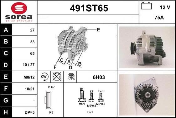 STARTCAR 491ST65 - Генератор www.autospares.lv