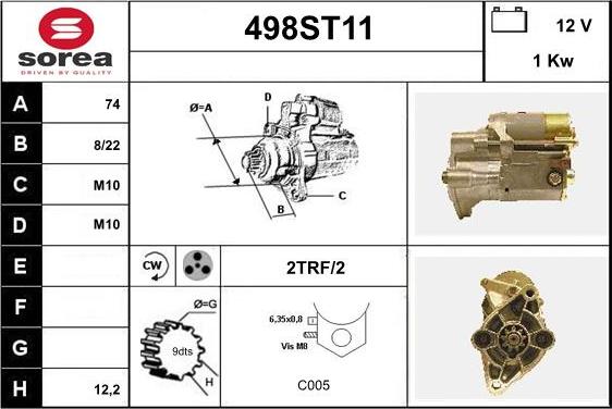 STARTCAR 498ST11 - Starteris www.autospares.lv