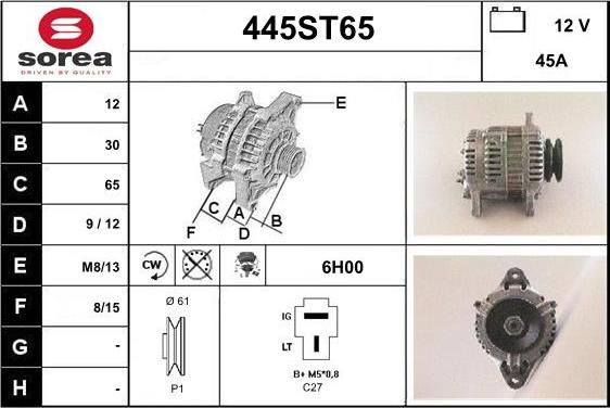 STARTCAR 445ST65 - Ģenerators autospares.lv