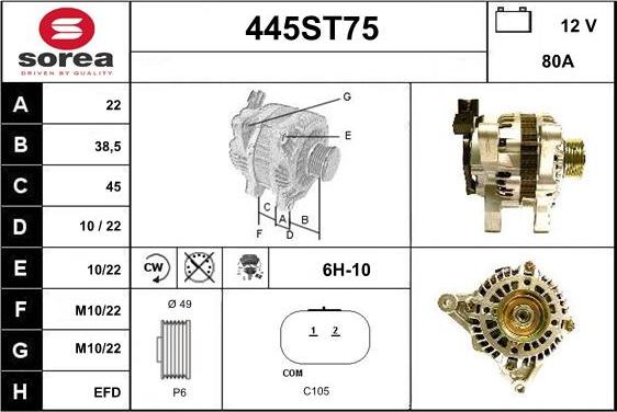 STARTCAR 445ST75 - Ģenerators autospares.lv