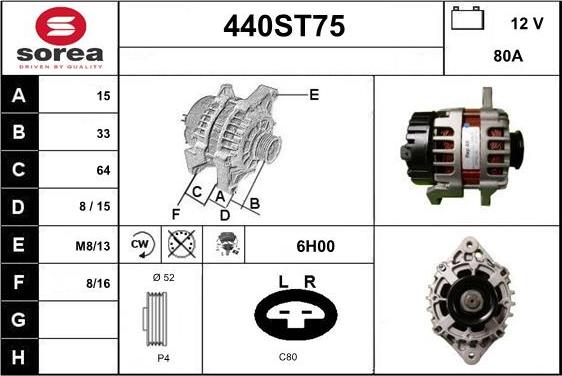 STARTCAR 440ST75 - Ģenerators autospares.lv