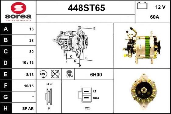 STARTCAR 448ST65 - Alternator www.autospares.lv