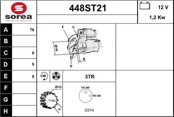 STARTCAR 448ST21 - Starteris autospares.lv