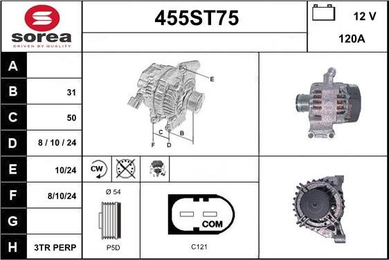 STARTCAR 455ST75 - Генератор www.autospares.lv