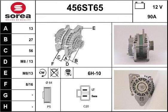 STARTCAR 456ST65 - Alternator www.autospares.lv