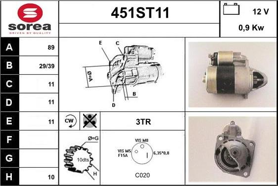 STARTCAR 451ST11 - Starter www.autospares.lv