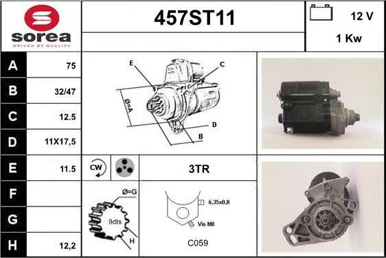 STARTCAR 457ST11 - Starteris www.autospares.lv