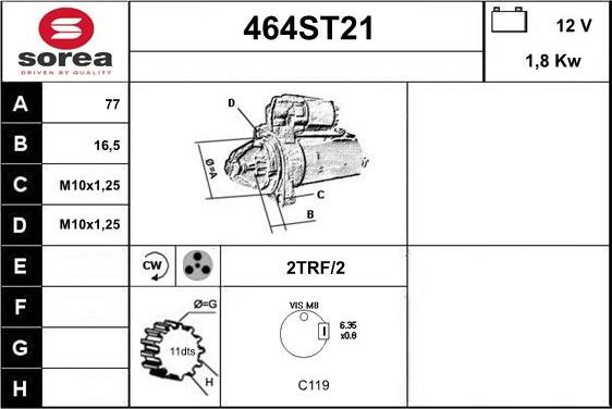 STARTCAR 464ST21 - Starteris autospares.lv