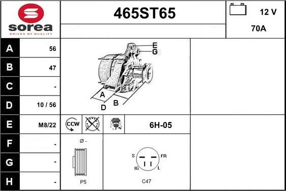 STARTCAR 465ST65 - Ģenerators autospares.lv