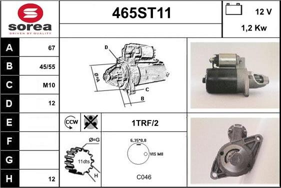 STARTCAR 465ST11 - Starter www.autospares.lv