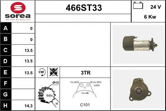 STARTCAR 466ST33 - Starteris www.autospares.lv