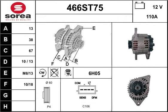 STARTCAR 466ST75 - Ģenerators www.autospares.lv