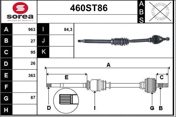 STARTCAR 460ST86 - Приводной вал www.autospares.lv