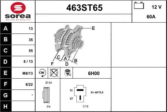 STARTCAR 463ST65 - Генератор www.autospares.lv