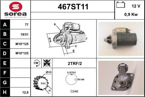 STARTCAR 467ST11 - Starter www.autospares.lv