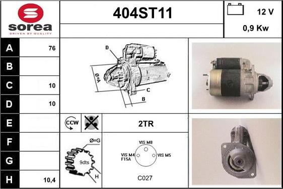 STARTCAR 404ST11 - Starteris autospares.lv