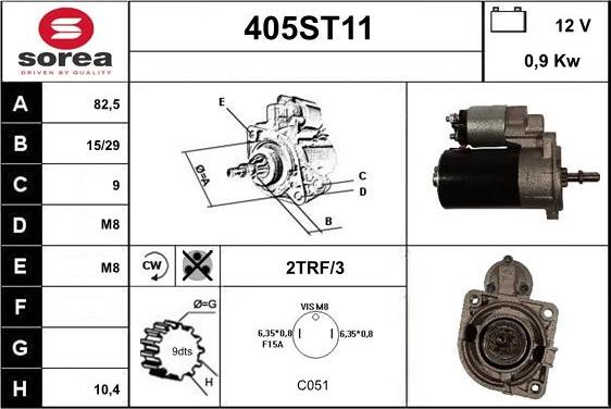 STARTCAR 405ST11 - Стартер www.autospares.lv